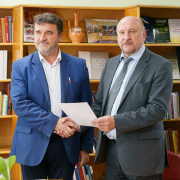 Prof. Zbigniew Kaźmierczyk oraz prof. А. Lazarevicz, Dyrektor Instytutu Filozofii Narodowej Akademii Nauki Białorusi
