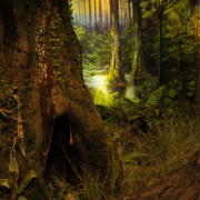 Stała ekspozycja pt. "Życie w lesie bursztynowym", Wydział Biologii UG. Widzimy trójwymiarowy model bursztynowego lasu
